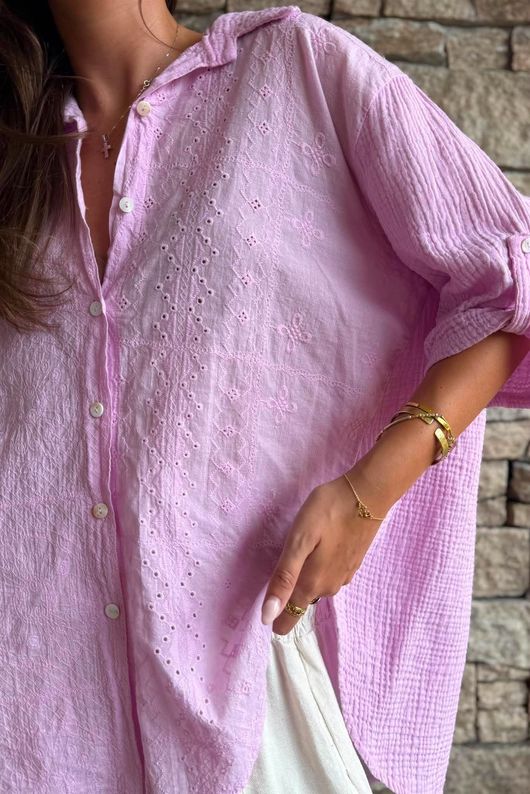 Pia Pillow Cotton Embroidered Tile Classic Shirt Candy